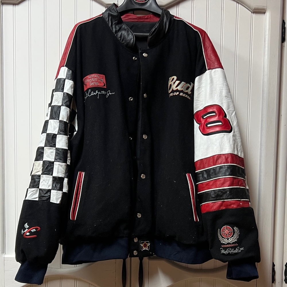 Thrashed Dale Earnhardt Jr Budweiser Racing Jacket Coat 3XL Vintage NASCAR